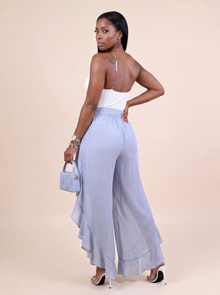 DEWDROP Linen Pants (Blue)