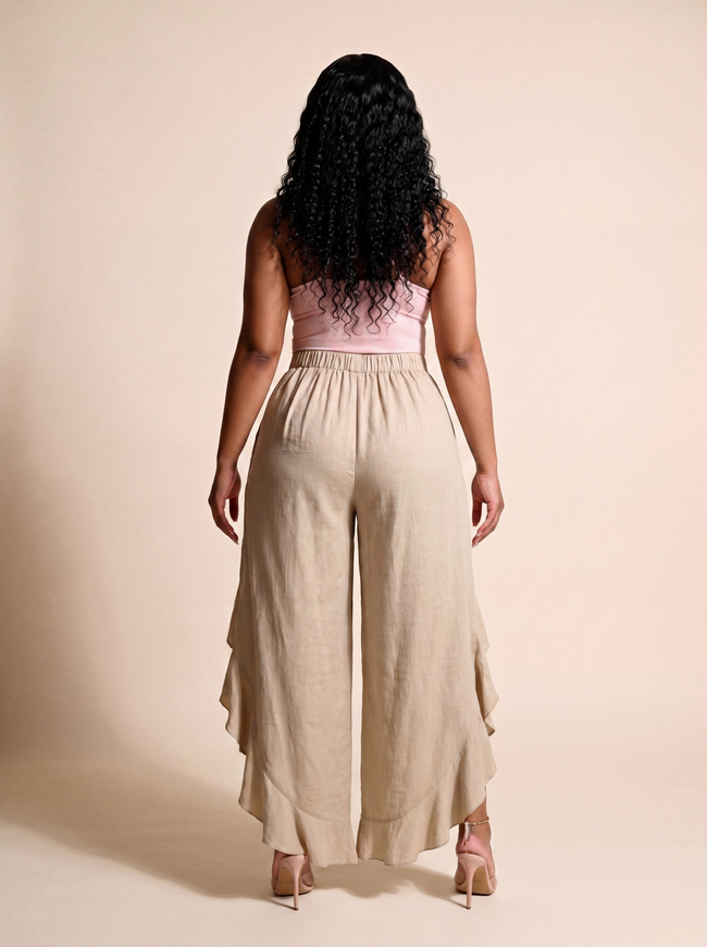 DEWDROP Linen Pants (Khaki)